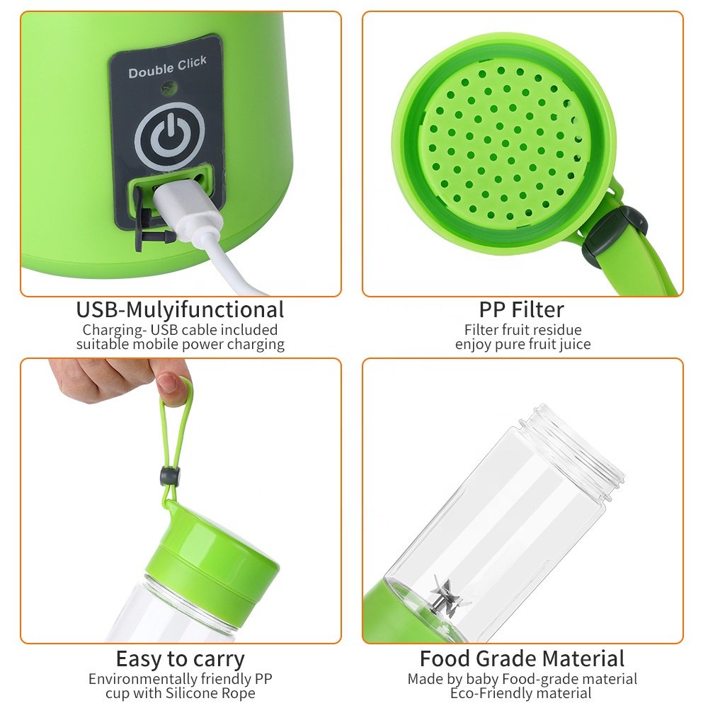 Best 380ML outdoor sport juicer electric ice smoothie food professor blender portable
