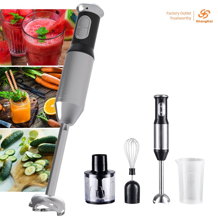 Hot Selling Detachable Mixing Heads Stepless Variable Speed Electric Vegetable Fruit Meat Mixer Chopper Whisk Hand Stick Blender