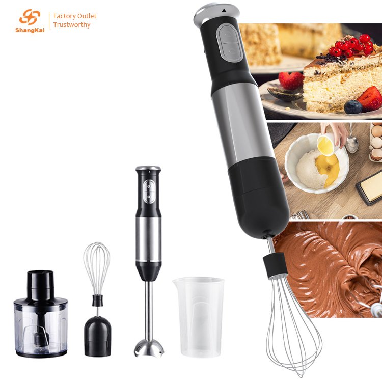 Hot Selling Detachable Mixing Heads Stepless Variable Speed Electric Vegetable Fruit Meat Mixer Chopper Whisk Hand Stick Blender