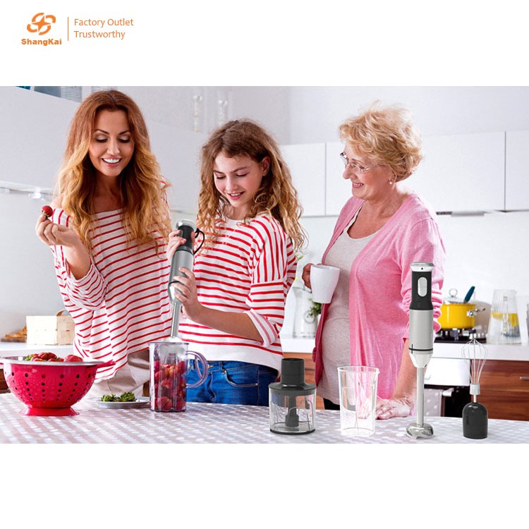 Hot Selling Detachable Mixing Heads Stepless Variable Speed Electric Vegetable Fruit Meat Mixer Chopper Whisk Hand Stick Blender