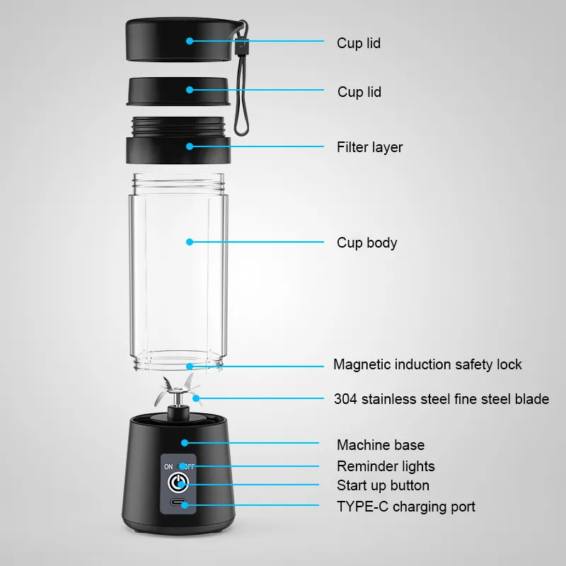 2023 Personal Mini Fresh Juice Juicer Mixeur Fruit Mixer Bottle Liquidificador Licuadora Portatil Smoothie Portable Blenders