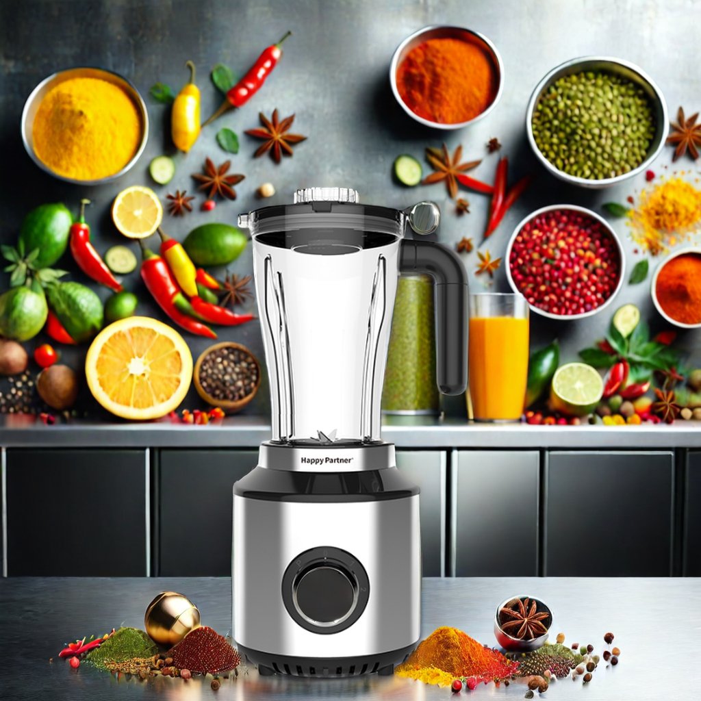 Happy Partner 4 in 1 Stainless Steel professional Blender with Grinder and Versatile Kitchen Appliance juice blender