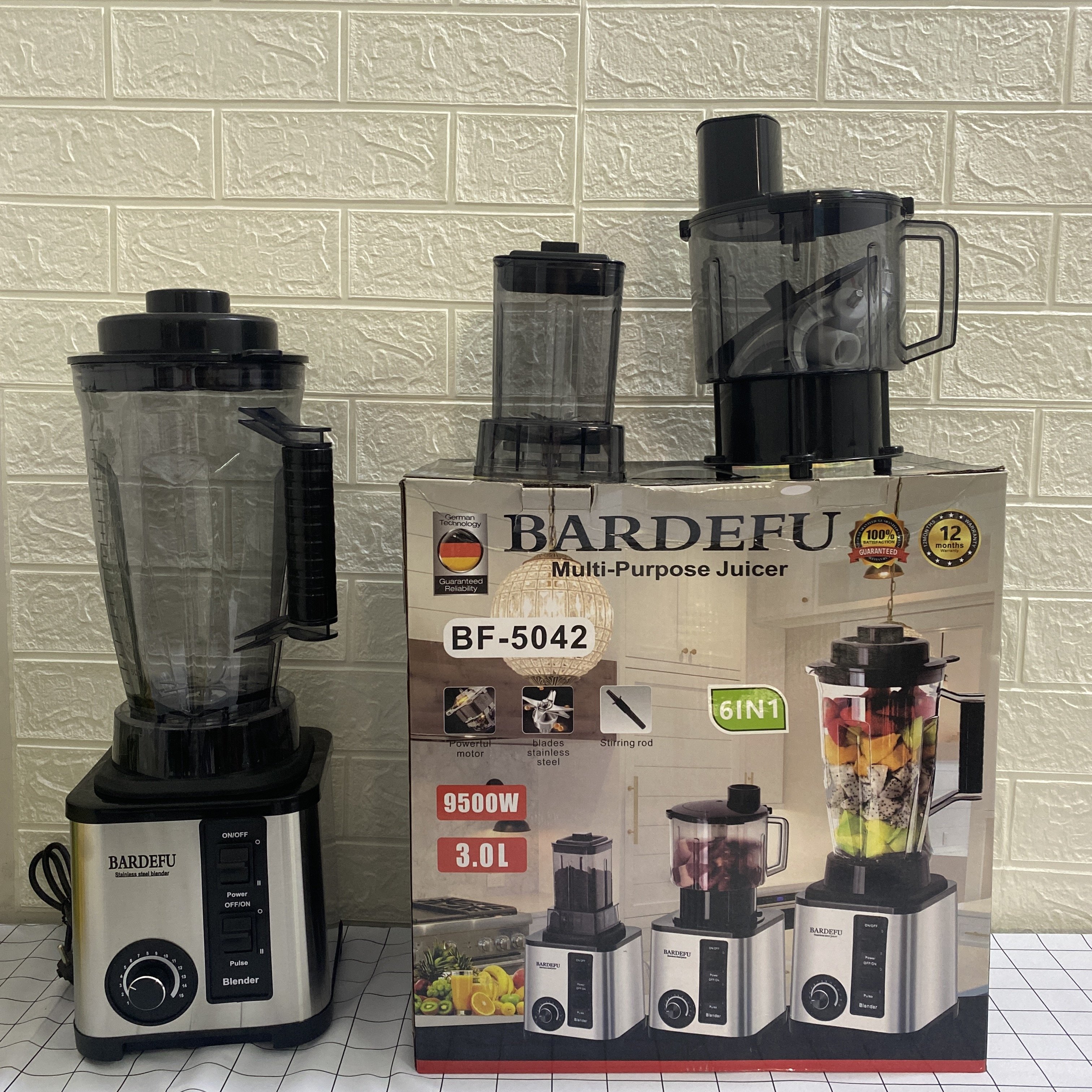 Stainless Steel Jar Blender Electric Food Mixer 3 in 1 Juicer Blender