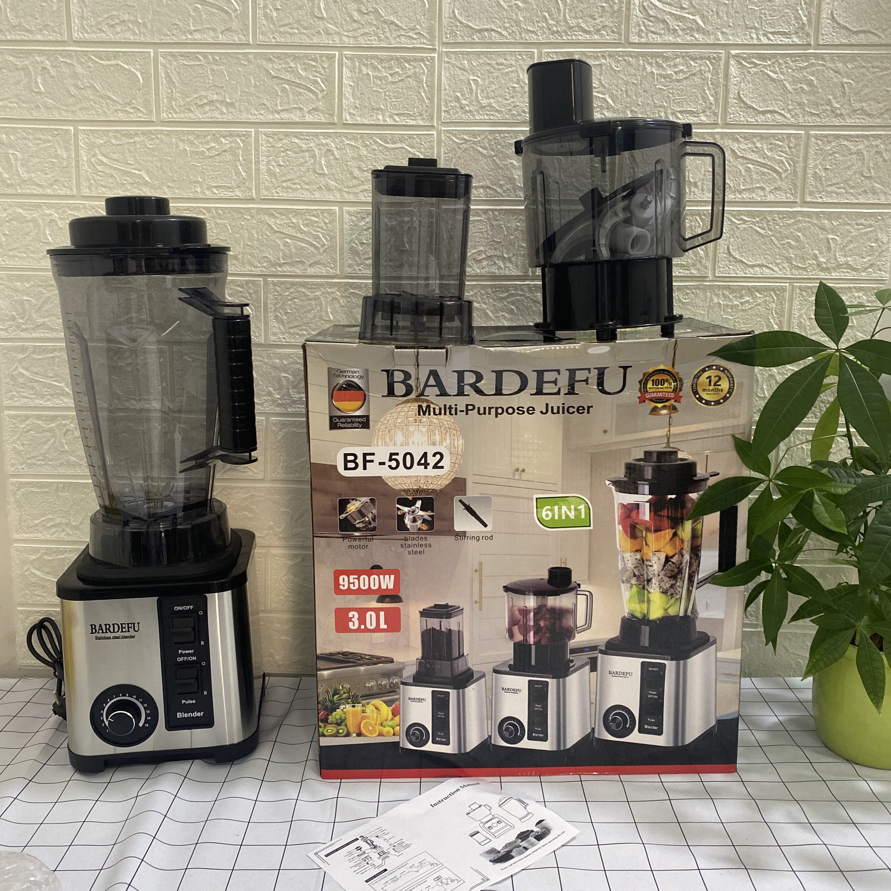 Stainless Steel Jar Blender Electric Food Mixer 3 in 1 Juicer Blender