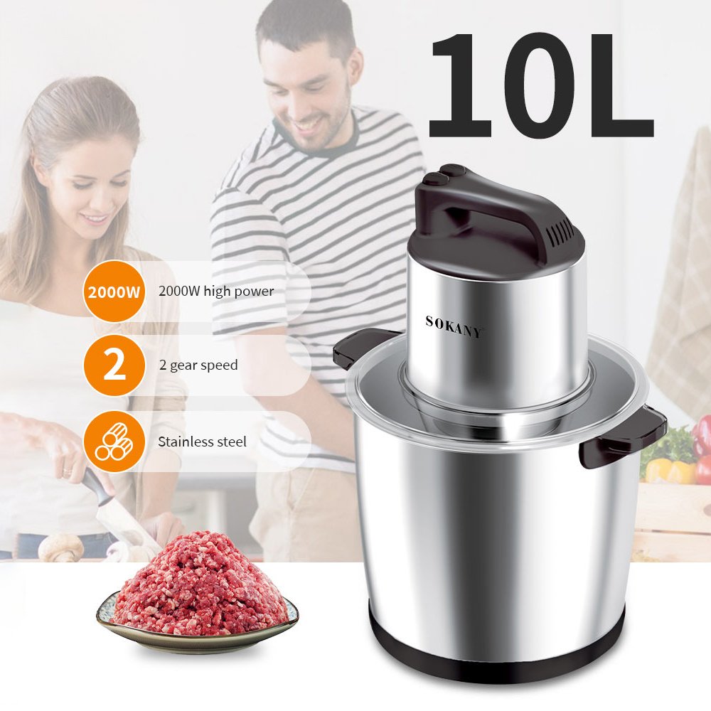 High Power 9825 Pure Copper Large 10 L Commercial Electric Meat Grinder Stainless Steel Food Processor Fufu Blenders