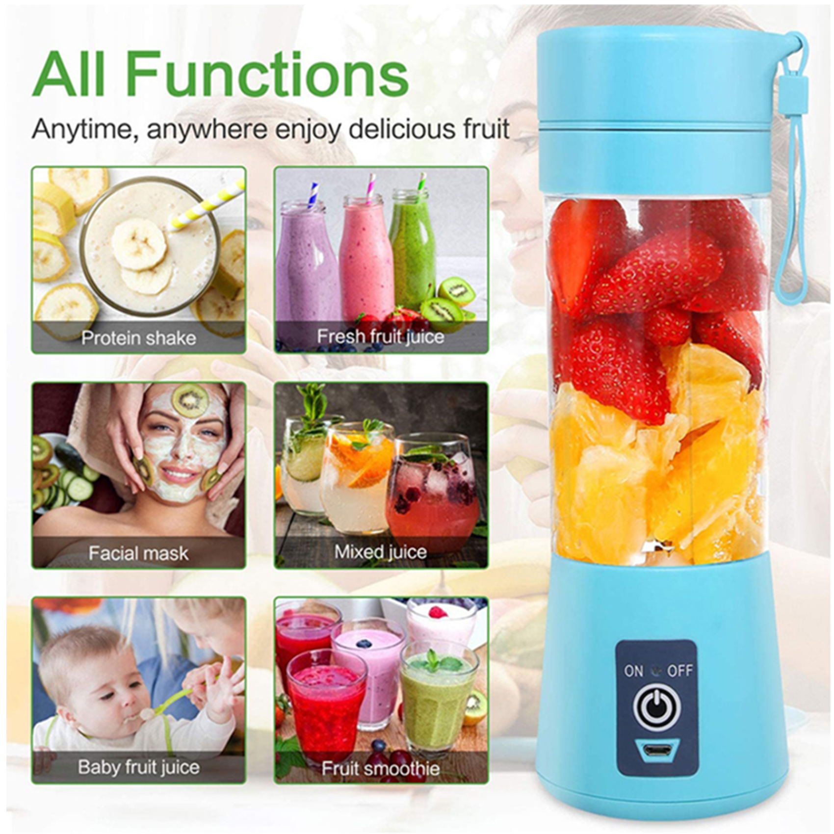 2024 wholesale Mini Fresh Juice Juicer Mixeur Fruit Mixer Bottle Liquidificador Licuadora Portatil Smoothie Portable Blenders