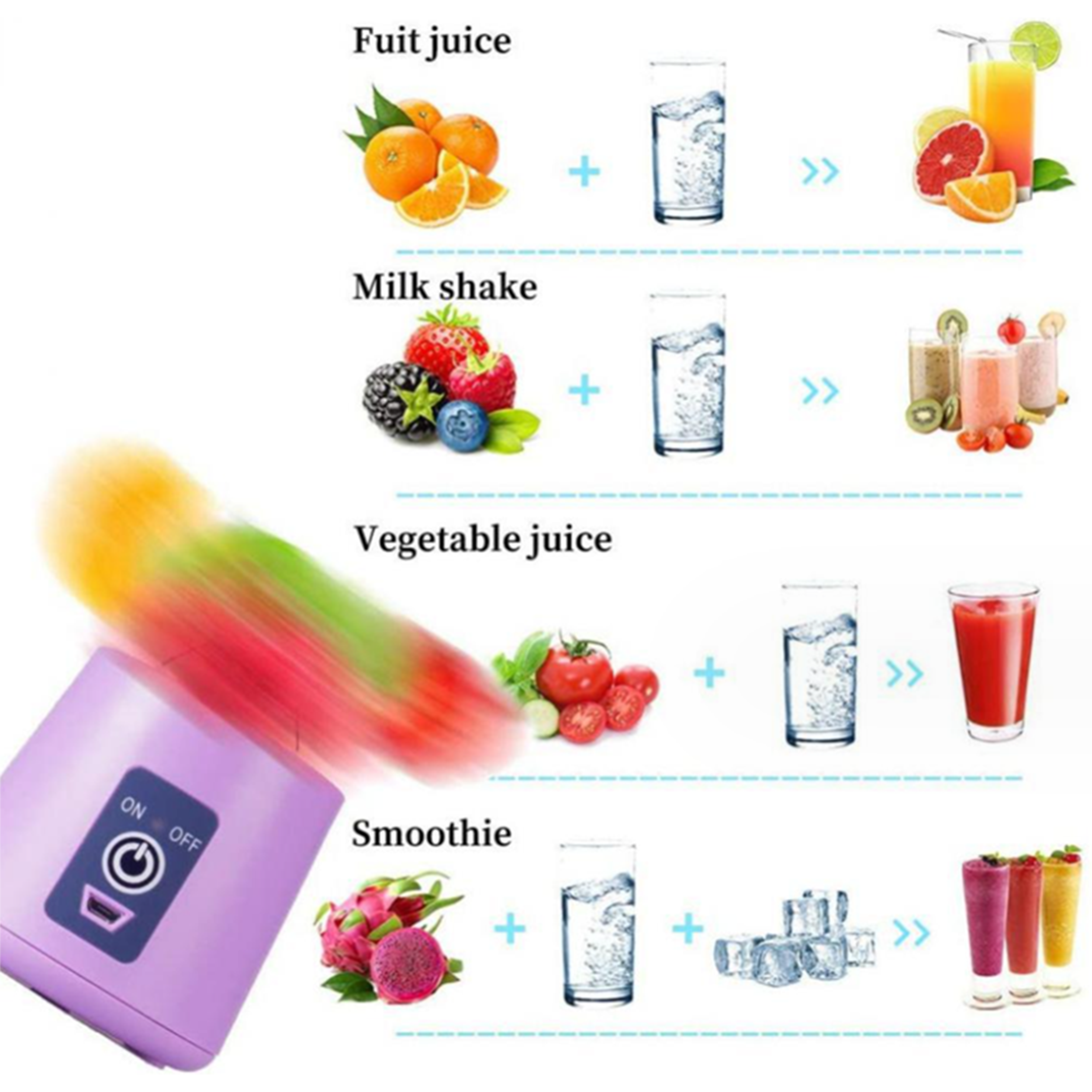 2024 wholesale Mini Fresh Juice Juicer Mixeur Fruit Mixer Bottle Liquidificador Licuadora Portatil Smoothie Portable Blenders