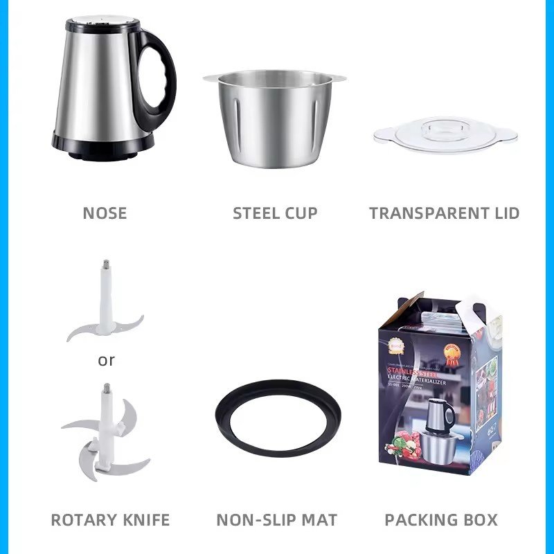 Small Best Meat Home Kitchen Chopper Food Grinders Stainless Steel Chopper Automatic 2l 3l Electric Meat Grinder For Sale