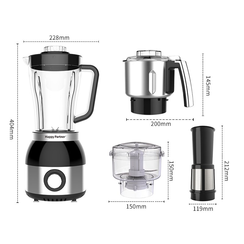 HappyPartner Professional 4-in-1 Juicer Blender Grade Copper Motor Handheld Household Mixer for Smoothies Juices Ice Cream