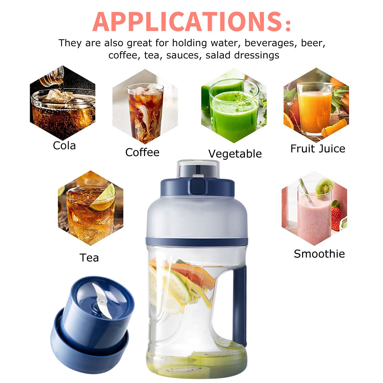 1000ML Portable Juicer Cup 2 in 1 Water and Juicer Shaker Bottle Personal Sports Health Electric Juice Blender