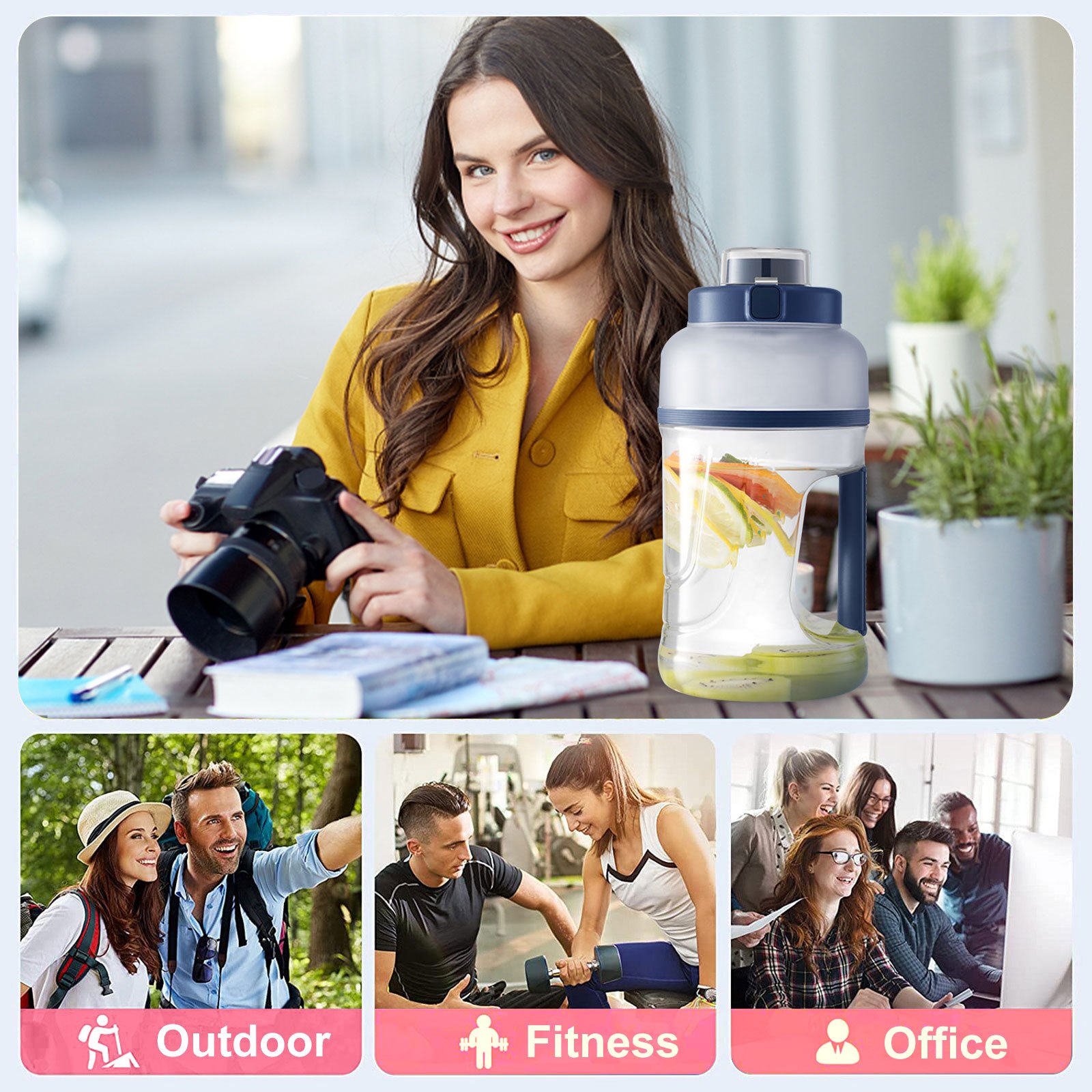 1000ML Portable Juicer Cup 2 in 1 Water and Juicer Shaker Bottle Personal Sports Health Electric Juice Blender