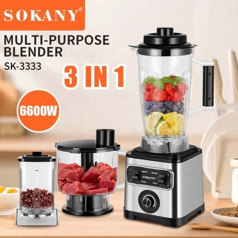 Intelligent 6600W Stainless Steel Portable 3 In 1 Meat Grinder Bean Grinder Ice Crusher 3L Juicer Blender For Home Use