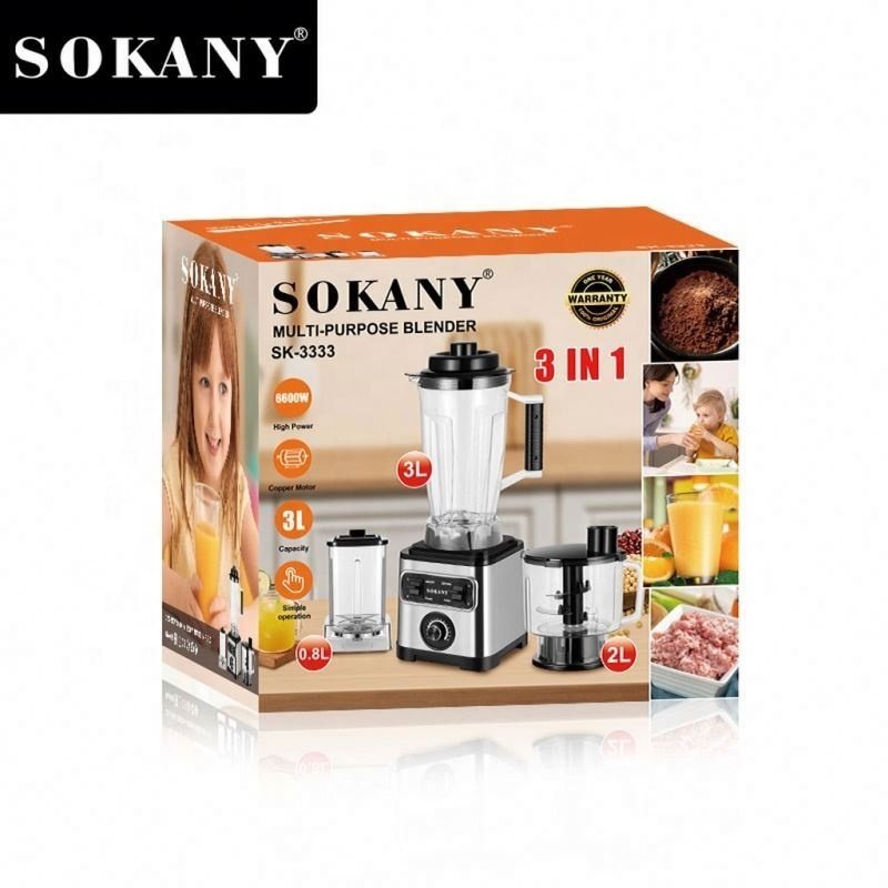 Intelligent 6600W Stainless Steel Portable 3 In 1 Meat Grinder Bean Grinder Ice Crusher 3L Juicer Blender For Home Use
