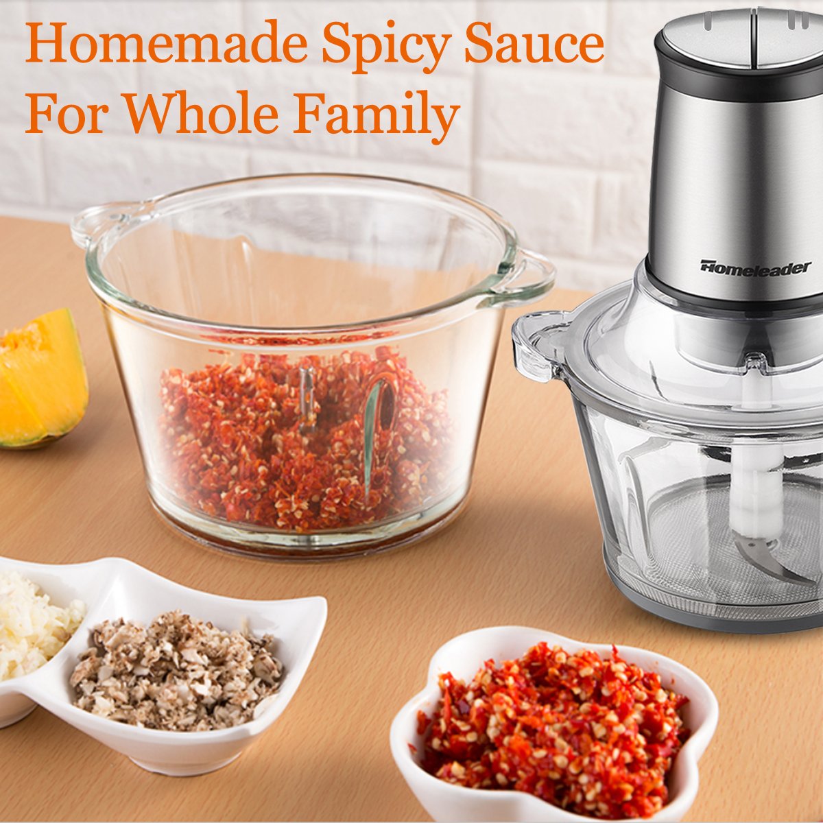 4 Sharp Blades 2L BPA-Free Glass Bowl Blender Grinder Food Chopper for Meat and Vegetables
