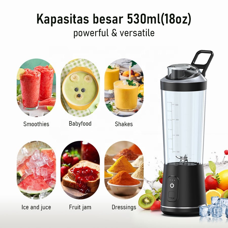 USB-C Rechargeable Personal Fruit Juicer Cup Portable Cordless Leakproof Blender Rechargeable Fruit Mixers Portable Juicer Cup