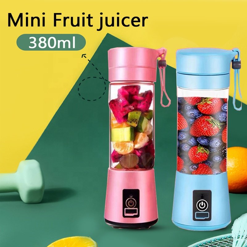 Newly Design household Portable Juicer Blender Household Fruit Mixer- Six Blades in 3D 380ml USB Juicer Cup