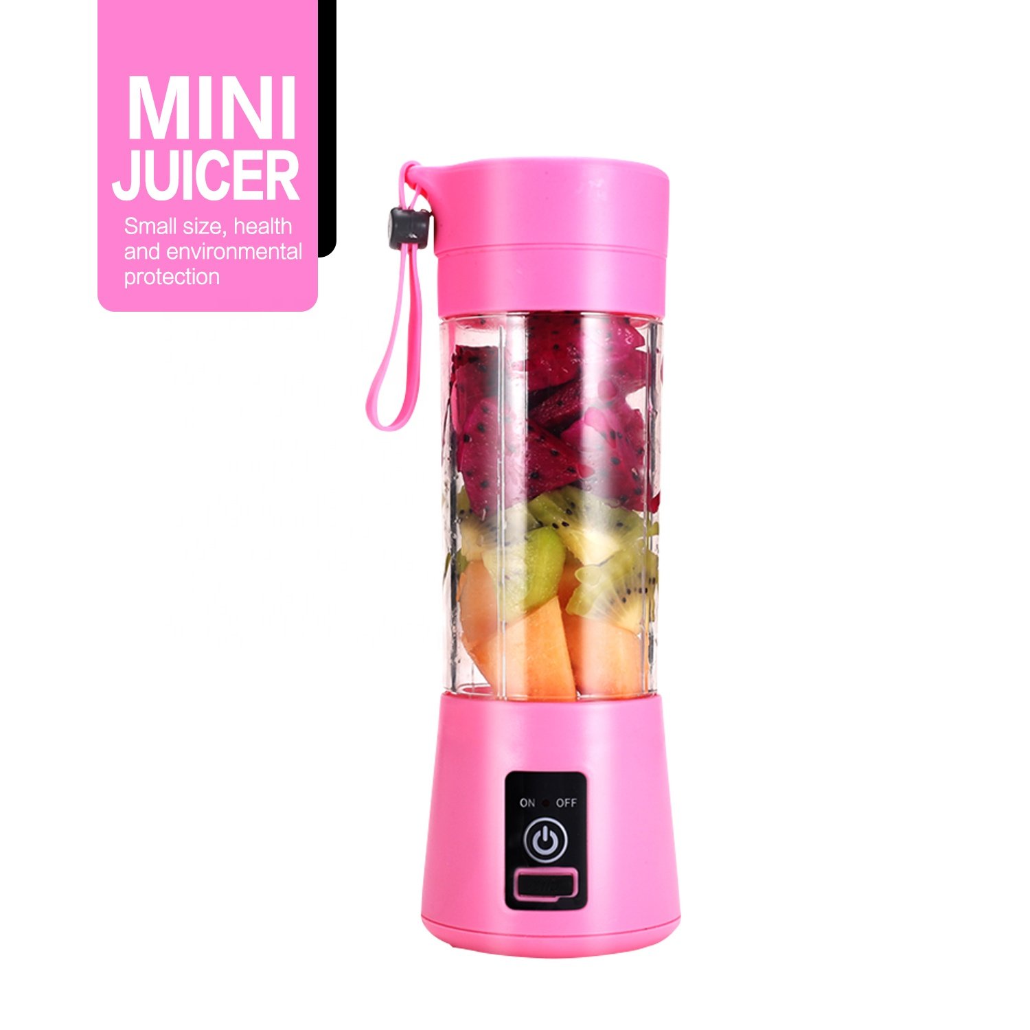 Newly Design household Portable Juicer Blender Household Fruit Mixer- Six Blades in 3D 380ml USB Juicer Cup