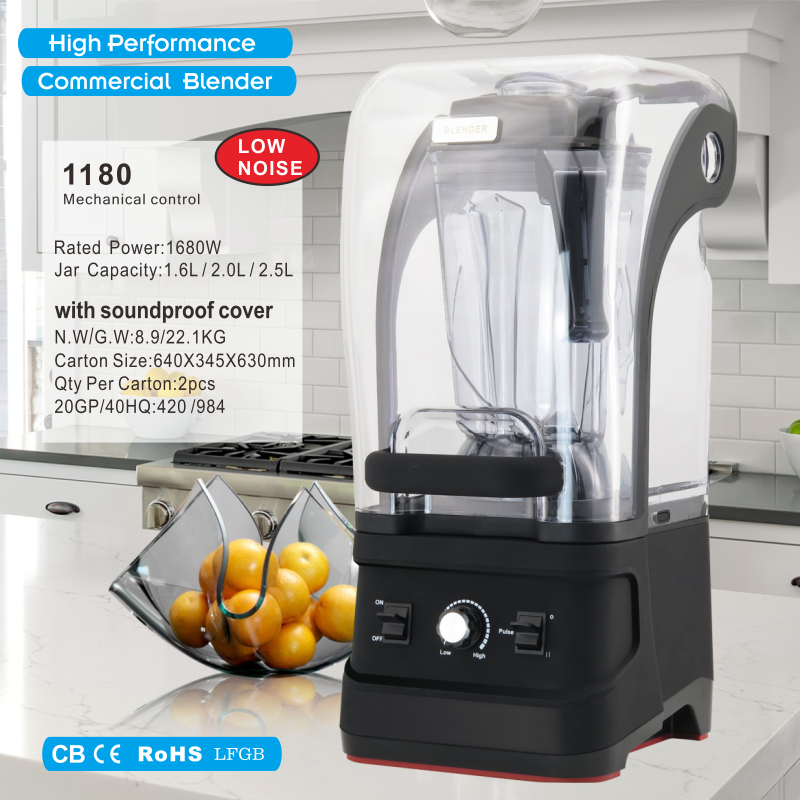 Advanced 2.5L Silent Quiet Blender Fruit Juice Soundproof Commercial Heavy Duty Smoothie Blender With Sound Proof Cover