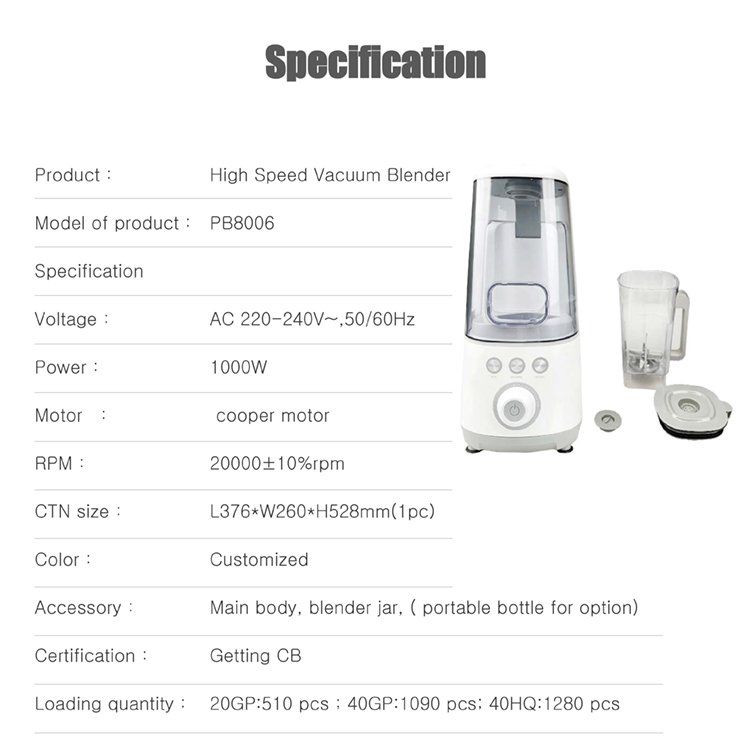 Hot Sell High Speed Big Power High Quality And Durable Wholesale Heavy Duty Blender Machine Vacuum Blender With Tritan Jug