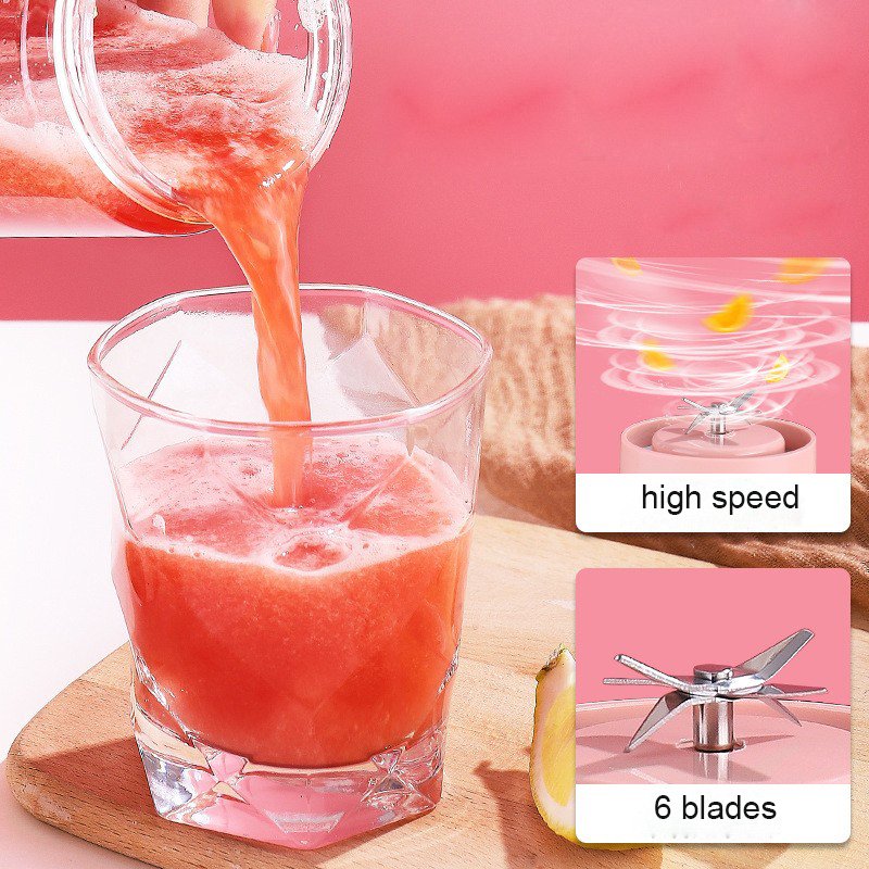 Good Quality 500ml 6 Blades Electric Juicer Portable Travel Personal Blender Cup Mini Blenders USB Juicer Cup