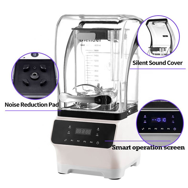 High Speed Pure Copper Motor Fruit Blender Commercial Heavy Duty Smoothie Blender with Soundproof Cover