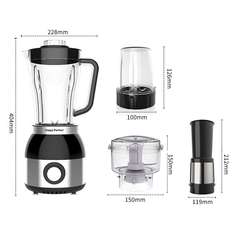 Happy Partner Professional 4-in-1 Electric Desktop Blender and Juicer Black with Universal Design Optional Blenders Juicers