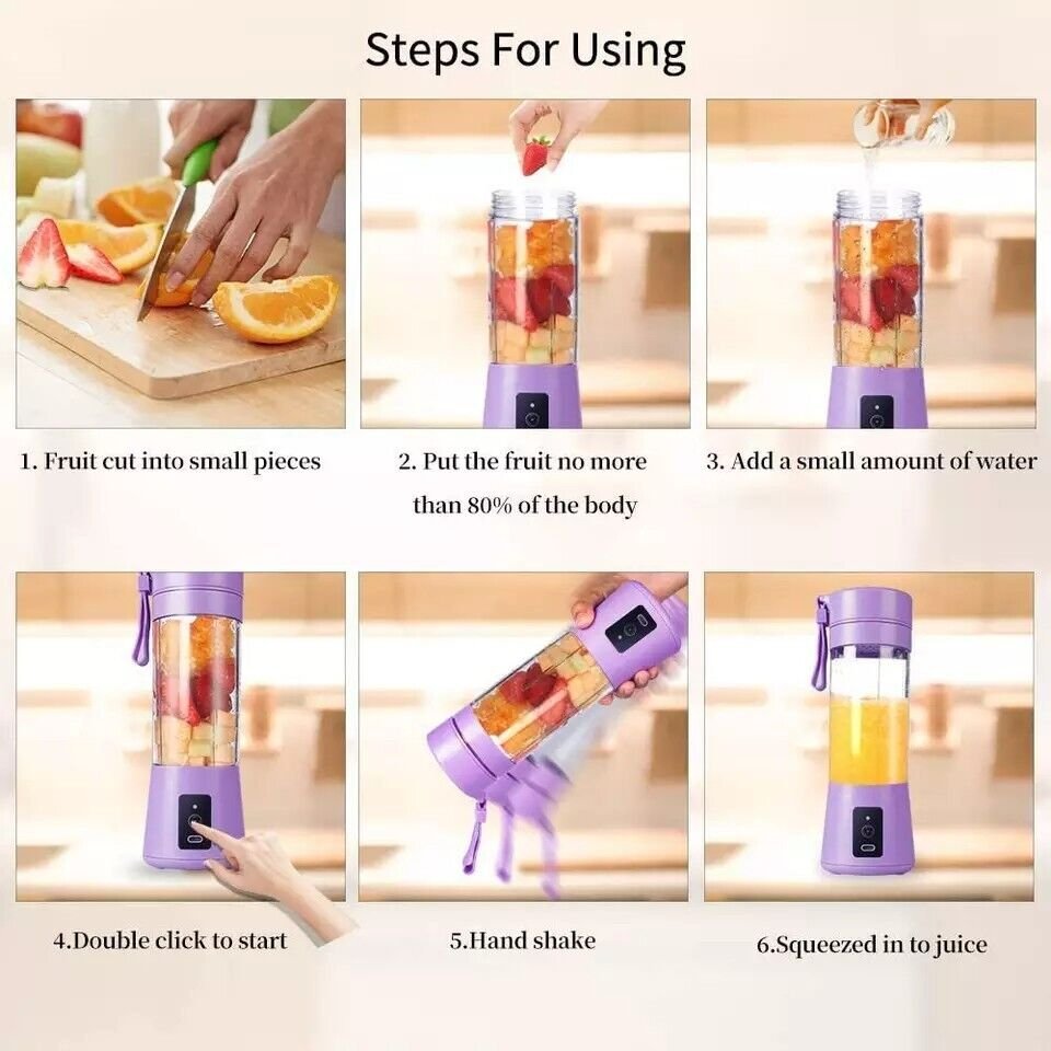Cup Fruit Mixer Mini Usb Rechargeable Home Blender Mixer Kitchen Plastic Electric Juicer Portable Blender Wireless Juicer Bottle