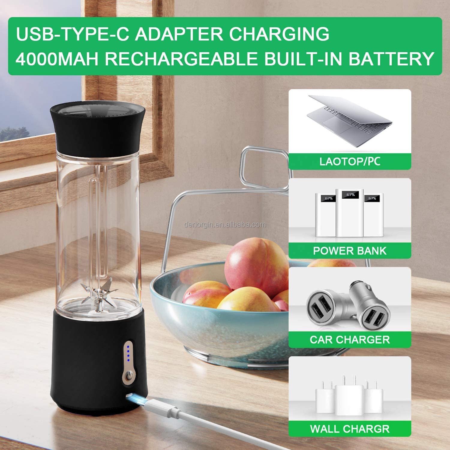 New 500ML Mini Portable Juice Blenders 6 Blades Stainless Steel Handheld Blender USB Charging Blender