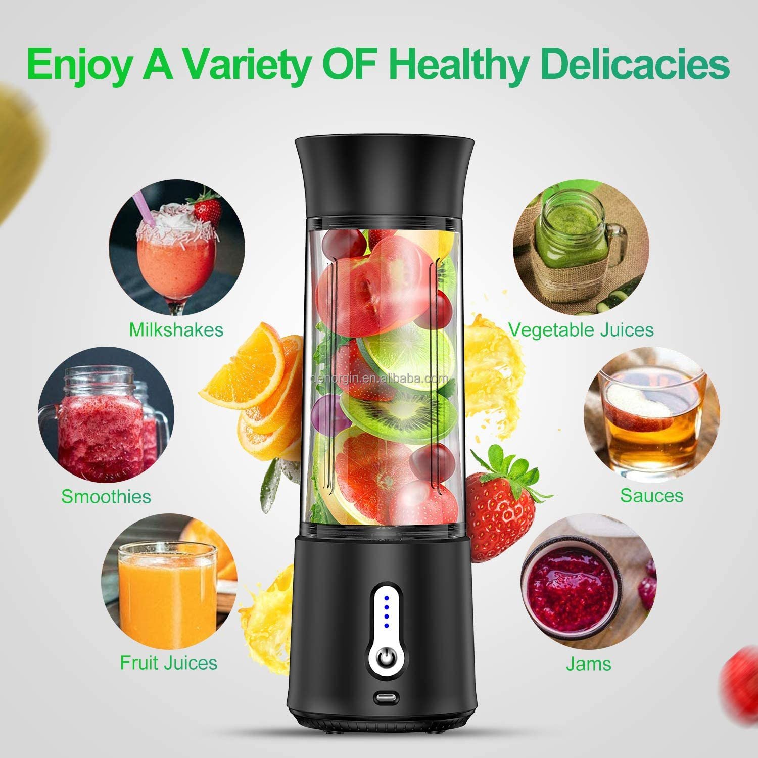 New 500ML Mini Portable Juice Blenders 6 Blades Stainless Steel Handheld Blender USB Charging Blender