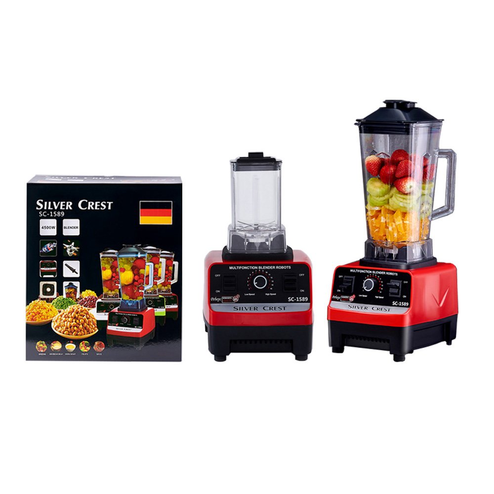 hot sell 4500W 2 in 1 silver crest commercial heavy duty power fresh fruit juicer electrical 2L smoothie mixer blender for home
