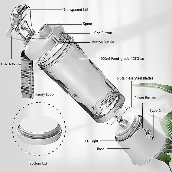All in 1 unique portal smoothie bottle fruit mixer cup 20Oz travel sport kitchen fresh juice extractor mini portable blender lid