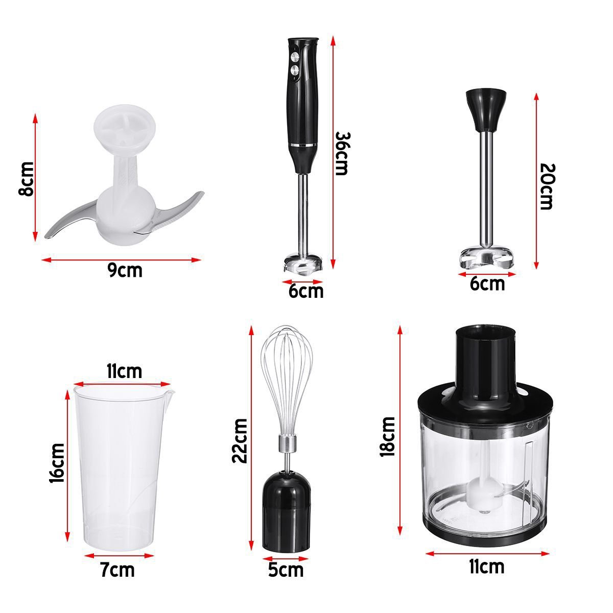 Stainless Steel 4 in 1 Portable Electric Stick Mixer Hand Blender for Minced Fruits and Vegetables Stick Blender