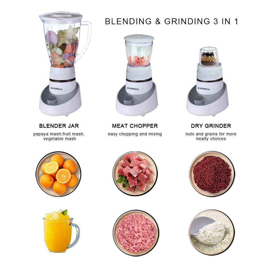 Plastic Housing Electric appliances 6 blade multifunctional powerful 3 in 1 smoothie Blender