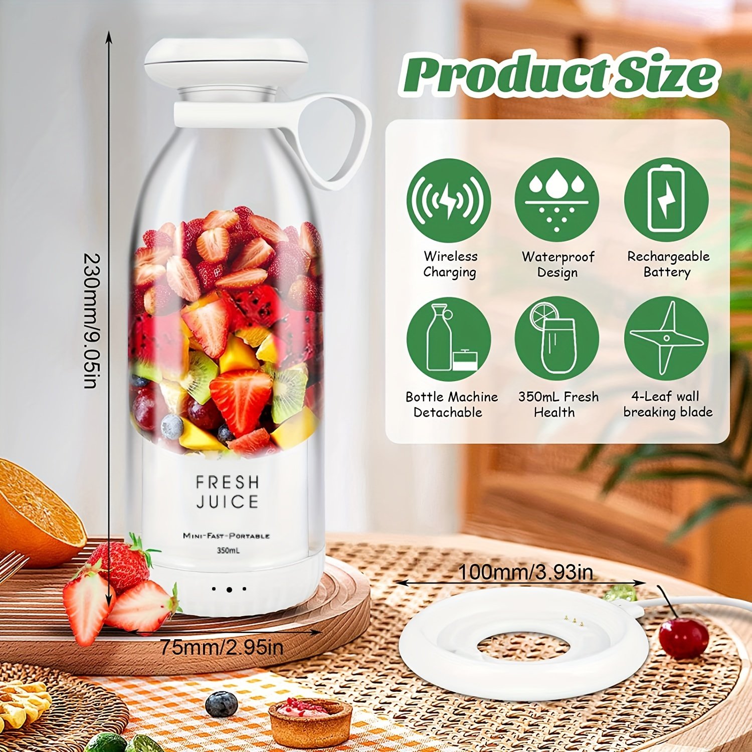 Electric Blender Rechargeable 350ML Wireless Juice Machine Mini Juicer Blender Portable