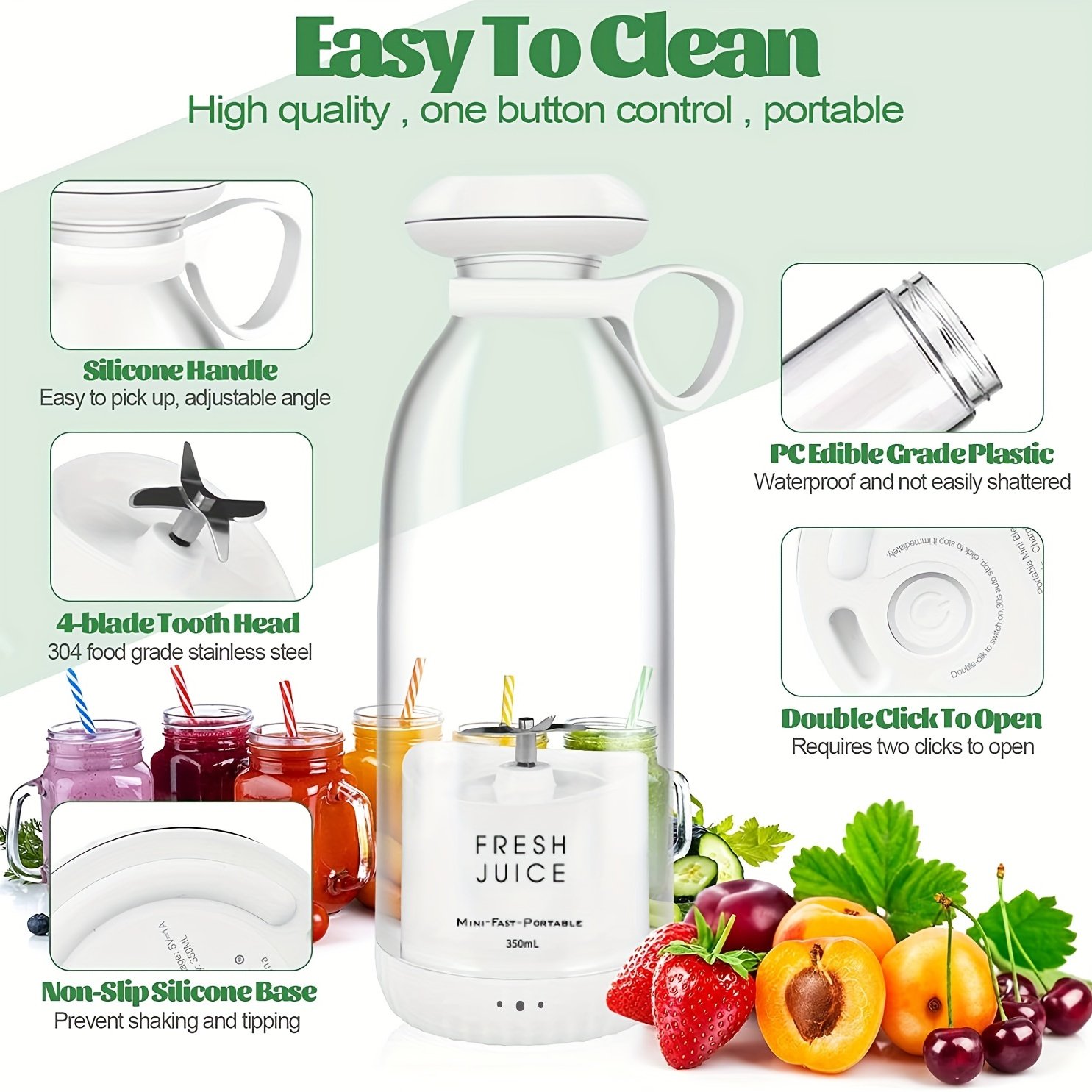 Electric Blender Rechargeable 350ML Wireless Juice Machine Mini Juicer Blender Portable