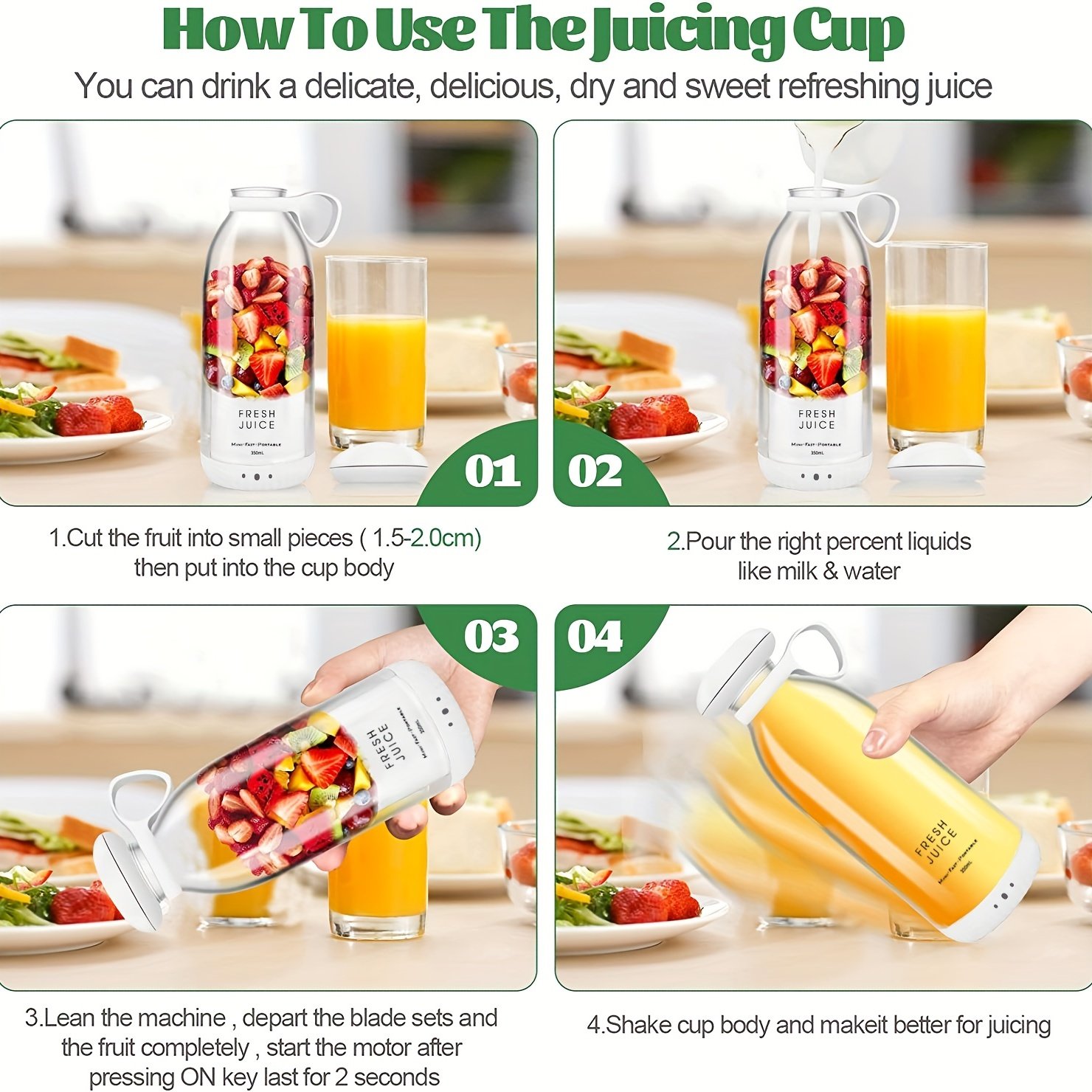 Electric Blender Rechargeable 350ML Wireless Juice Machine Mini Juicer Blender Portable
