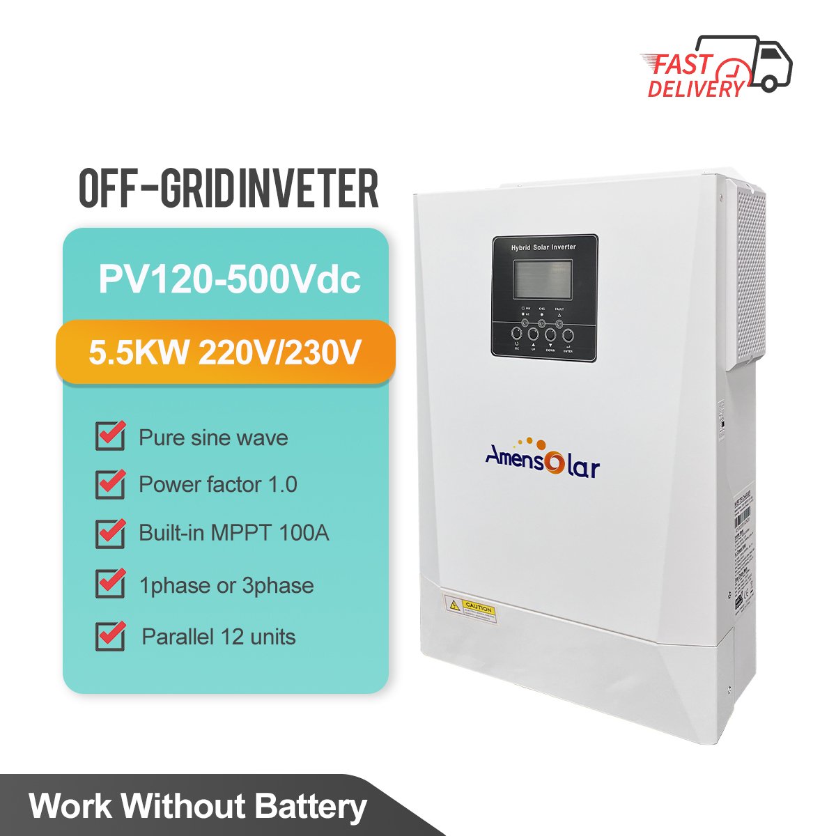 AMENSOLAR High Quality Home 24V Ups Solaire Inverter 48V 3kw 5kw 10kw 3 Phase Pure Sine Wave Hybrid Solar Inverters with MPPT