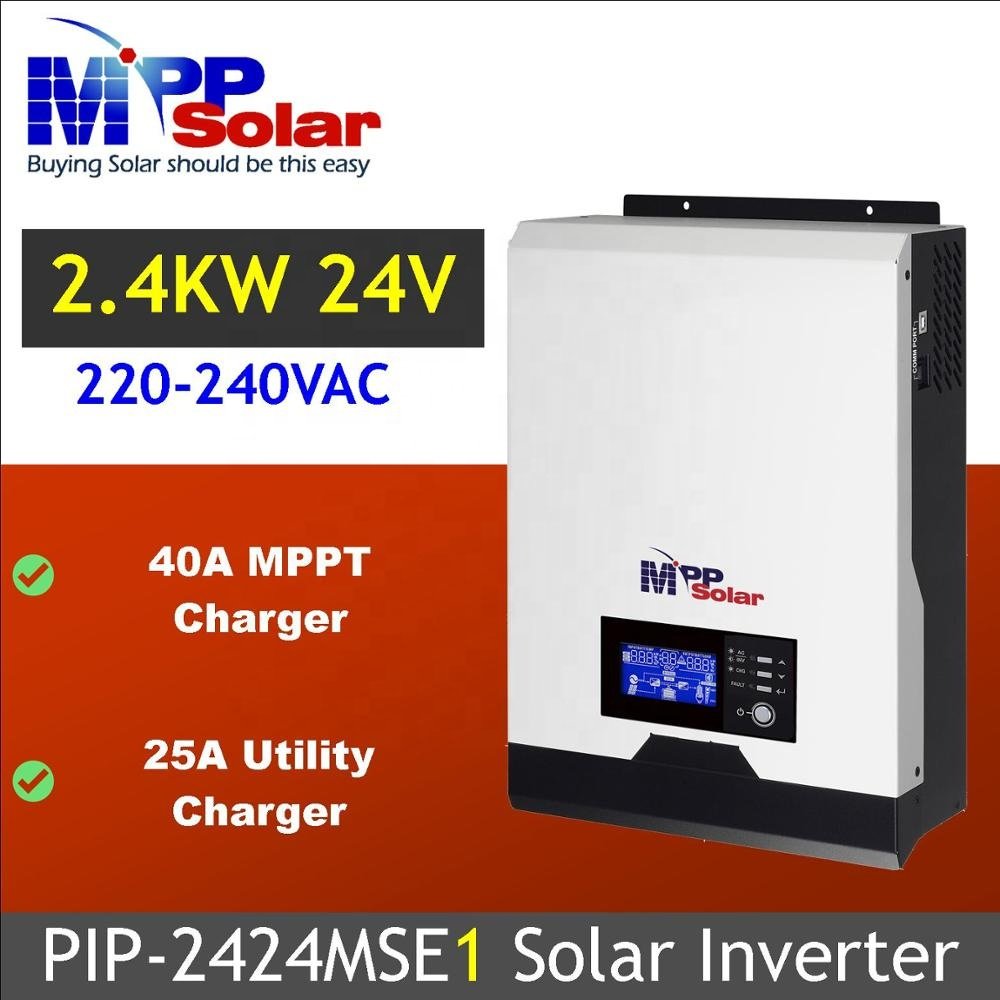 PIP2424MSE1 2400w 24v 230v MPP Solar Inverter MPPT Solar Charger 40A Battery Charger 25A pure sinve wave off grid