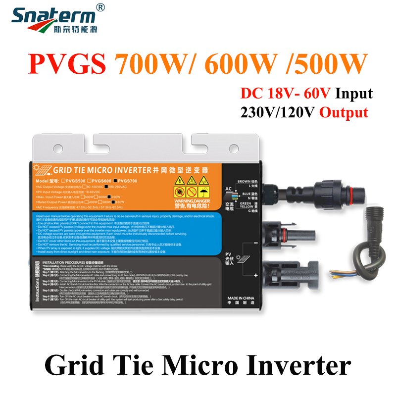 700W 600W 500W 350W 300W 260W MPPT Solar PV On Grid Micro Power Inverter AC110V-220V home use IP65 for 260W-700W solar panels