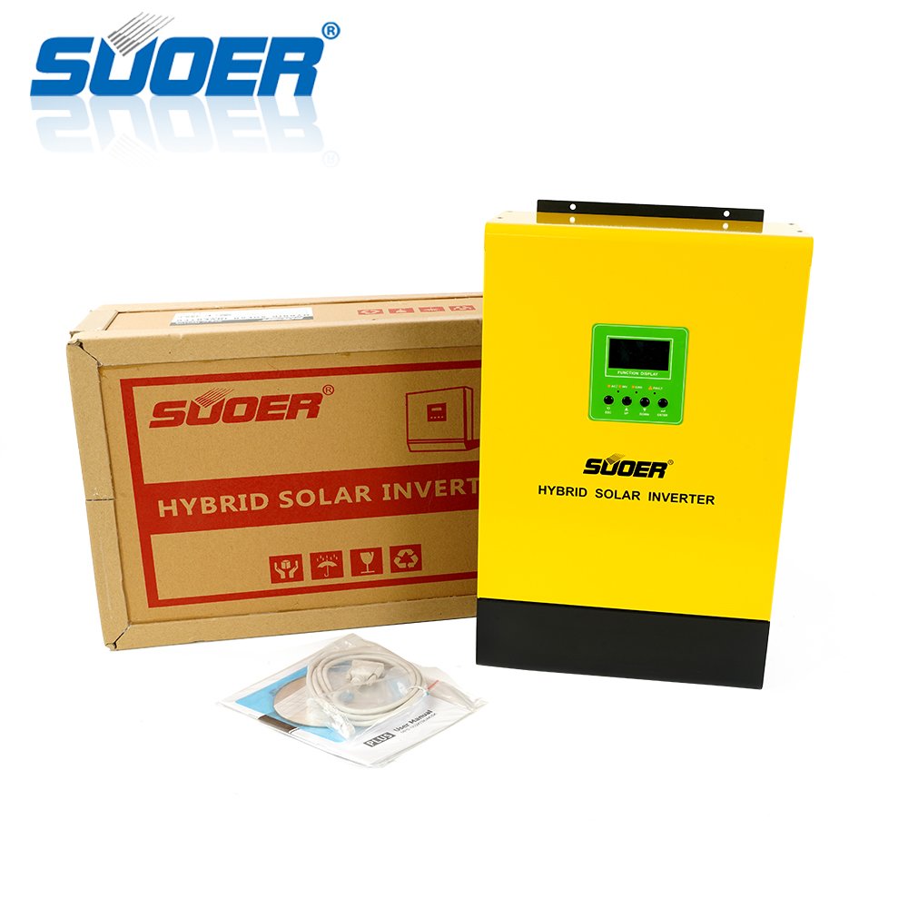 Suoer 48V 230V 5KVA DC to AC pure sine wave hybrid solar inverter built-in MPPT solar charge controller