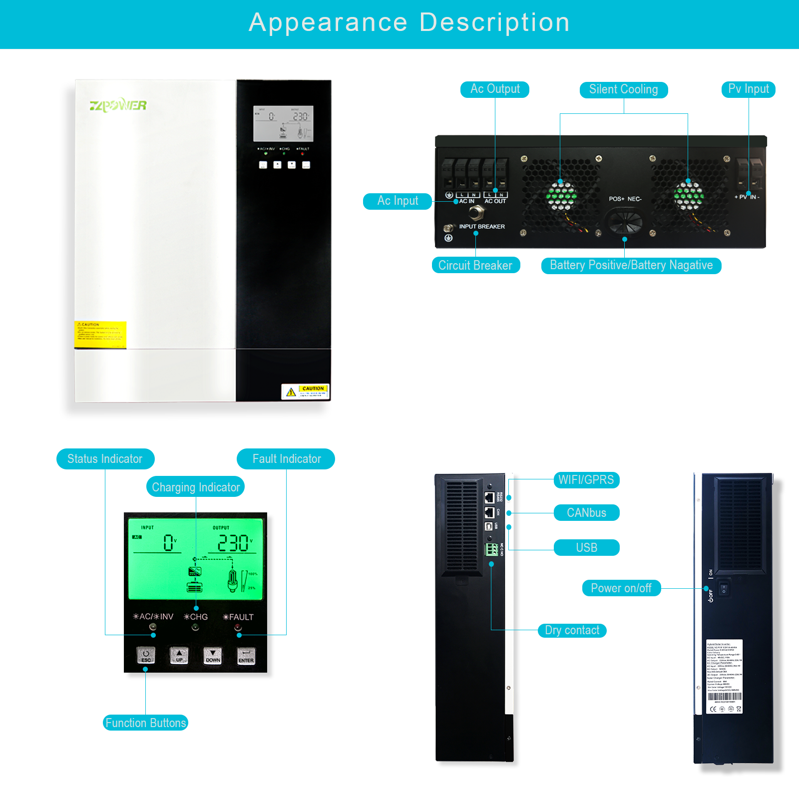 High Frequency 3kw 5.5kw 3.5kw 5kw Best Hybrid solar 12V 110V 220V MPPT 80A Single DC AC Onduleur On Off Grid Inverters For Home