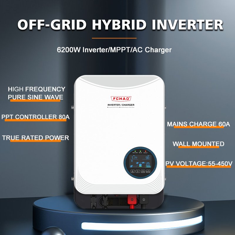 Off Grid Invertor 24V 48V DC TO AC 230V Hybrid Solar Inverter 6.2KW 4.2KW 3.6KW 5.6KW Pure Sine Wave Solar Inverters with MPPT