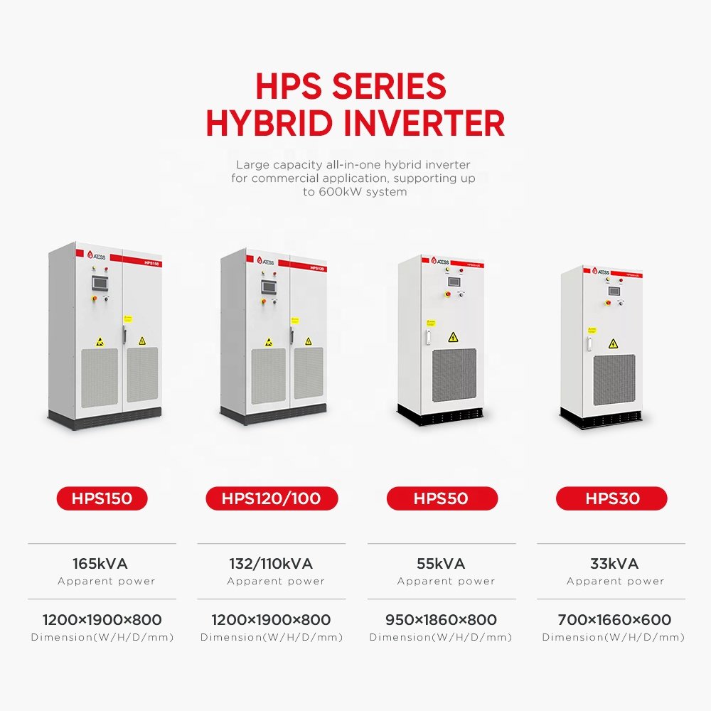 ATESS 30KW 50KW 100KW 150KW Storage System Hybrid Inverter for Commercial Solar Energy System