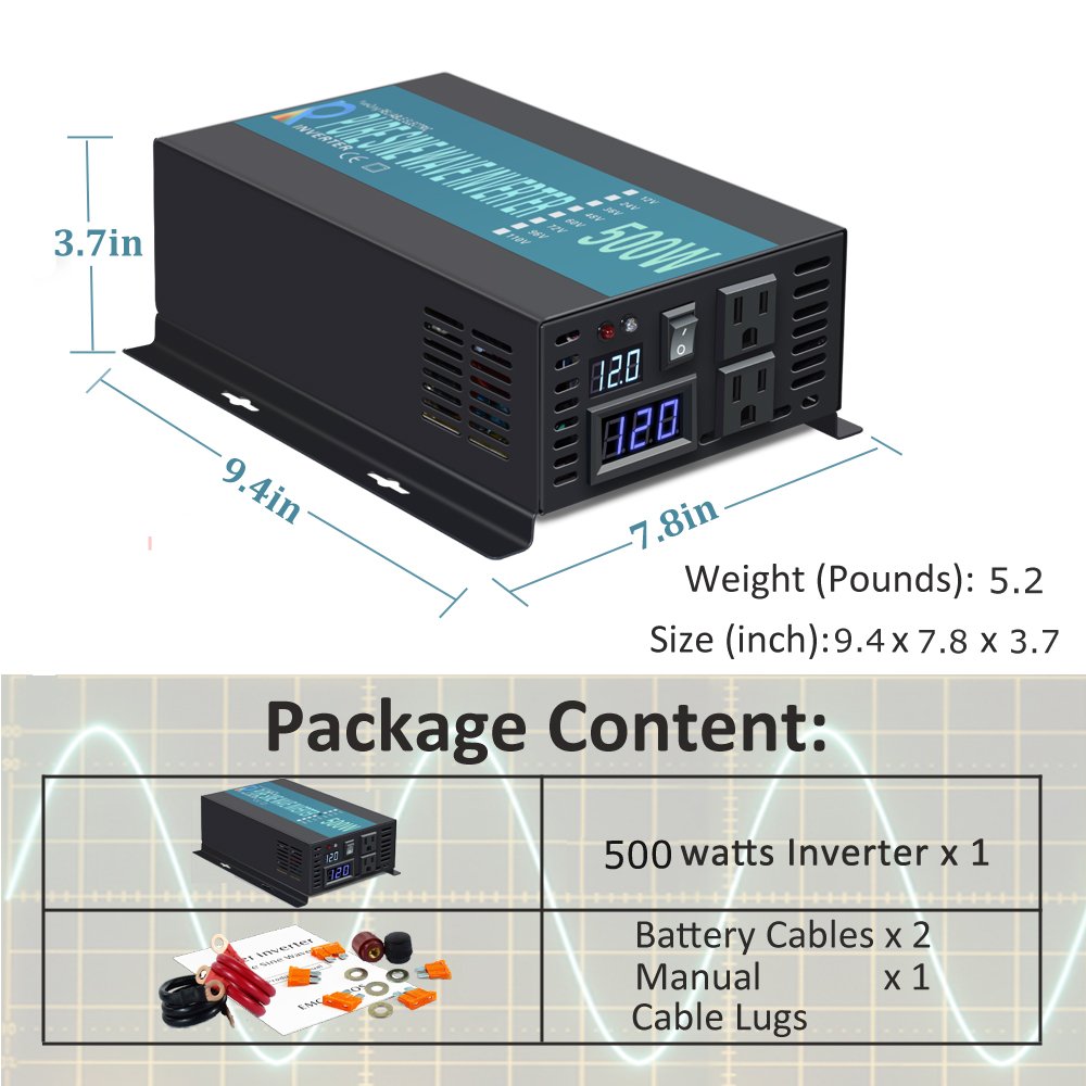 WZRELB 12v 500 Watt 36volt 48v Dc To Ac 120v 100v 230v 240v Pure Sine Wave Power Inverter 500w Off Grid Solar Inverter 24v