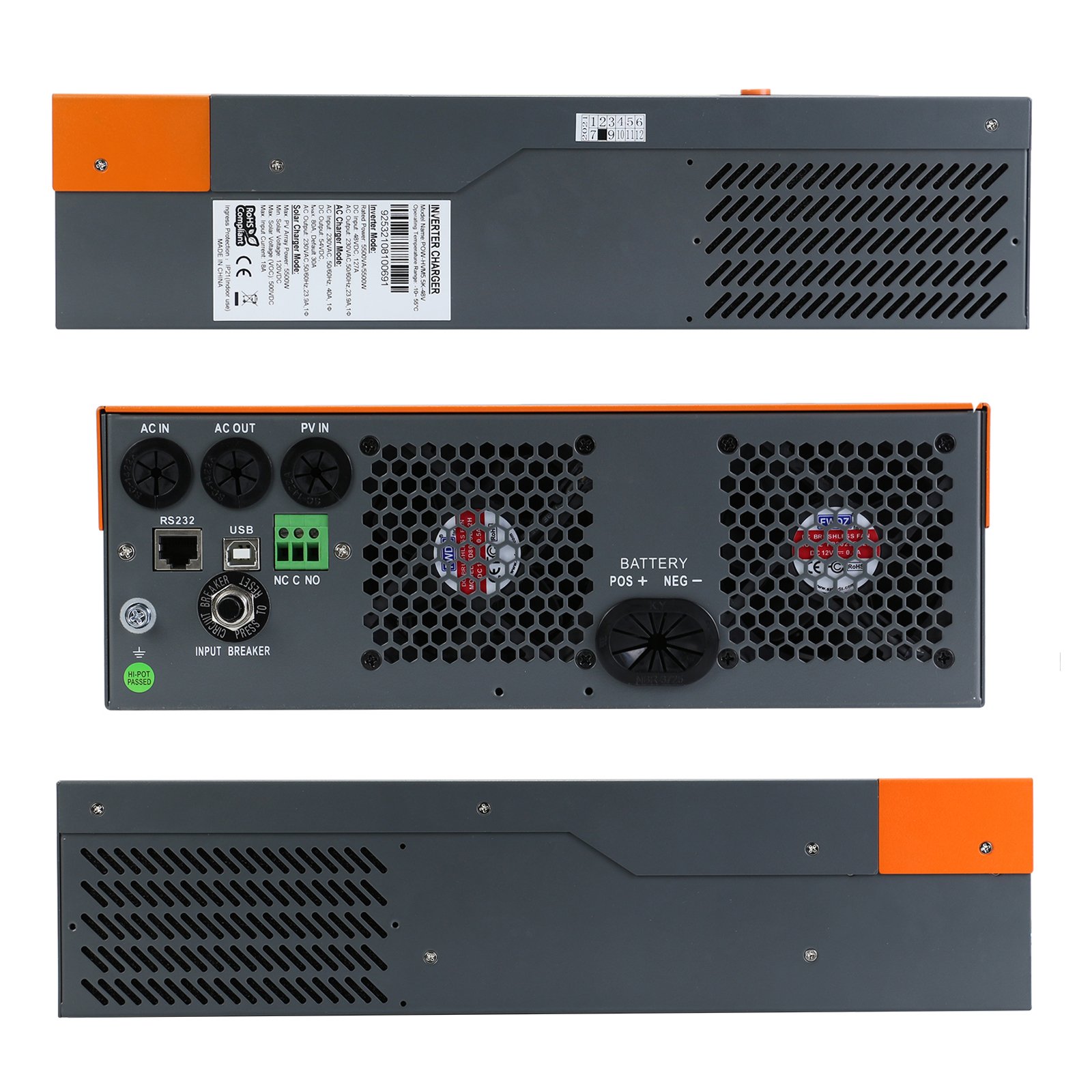 PowMr 5500KW 48V Hybrid Solar Inverter Parallel 12 Inverters MPPT 100A 48V Pure Sine Wave Solar Inverter