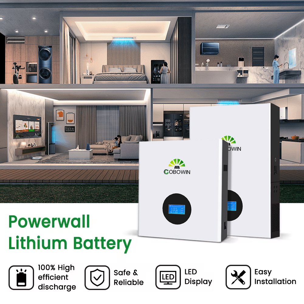Home Energy Storage 5kwh 10kwh 100ah Lithium Powerwall Battery Wall Mounted 48v Lifepo4 Home Battery Solar Power Battery Storage
