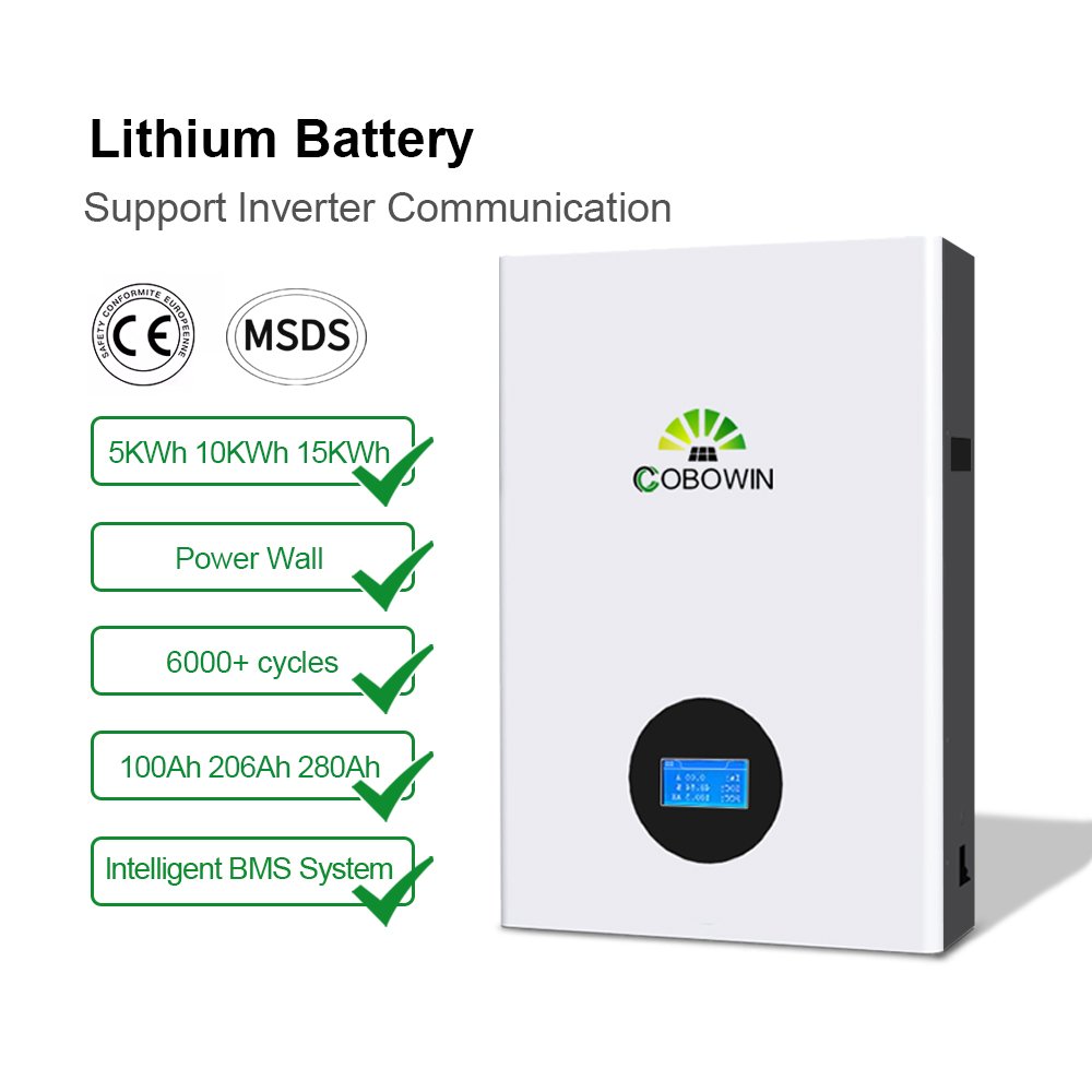 Home Energy Storage 5kwh 10kwh 100ah Lithium Powerwall Battery Wall Mounted 48v Lifepo4 Home Battery Solar Power Battery Storage