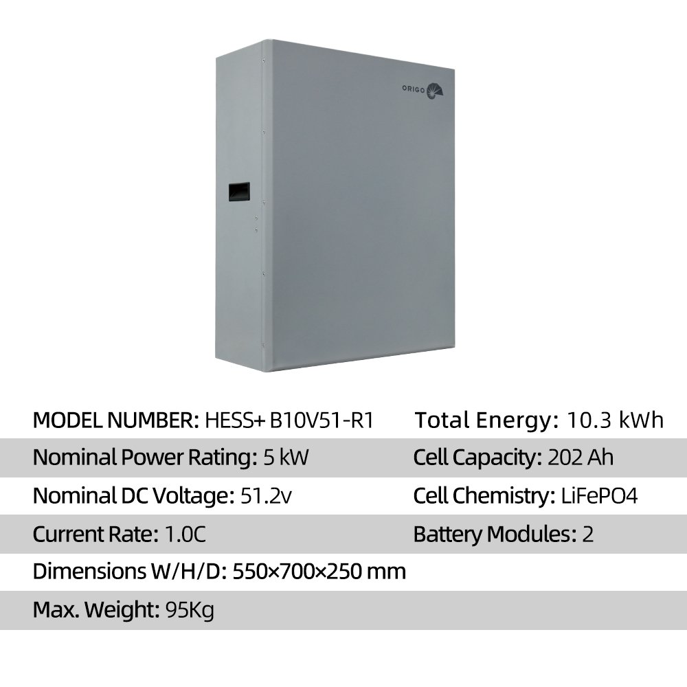 ORIGO 52v 10kw 12kwh 20kwh 30kwh 40kwh 50kwh Solar Inverter Battery 51.2v Stackable Lifepo4 Energy Storage Battery