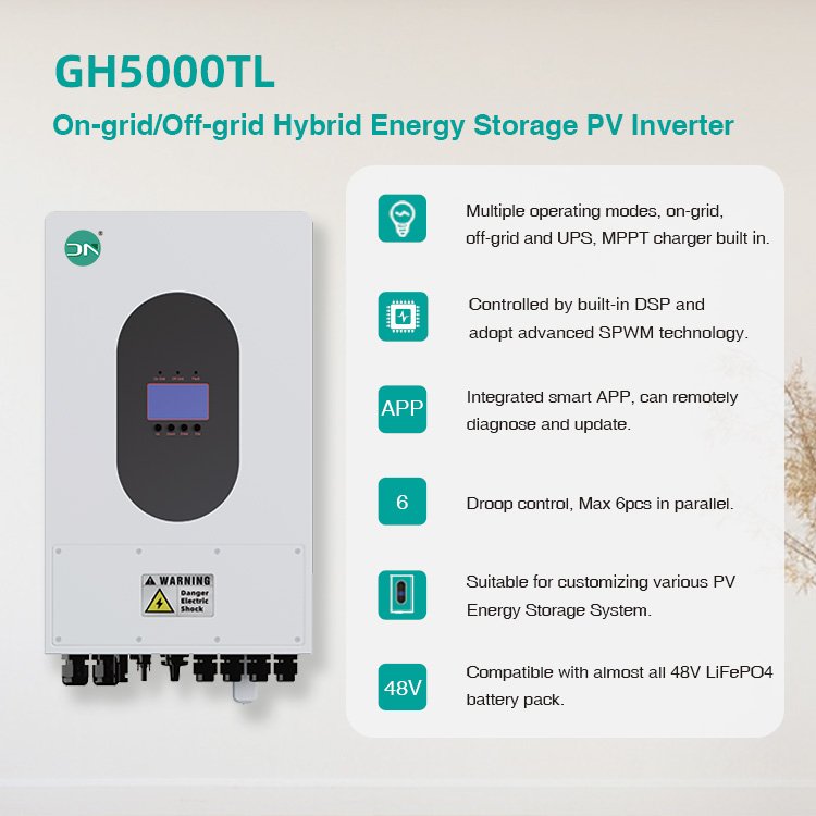 EU in stock On Off Grid Solar Power System for Home Hybrid Inverter 5KW 5000W 220V/230V 50Hz/60Hz Pure Sine Wave