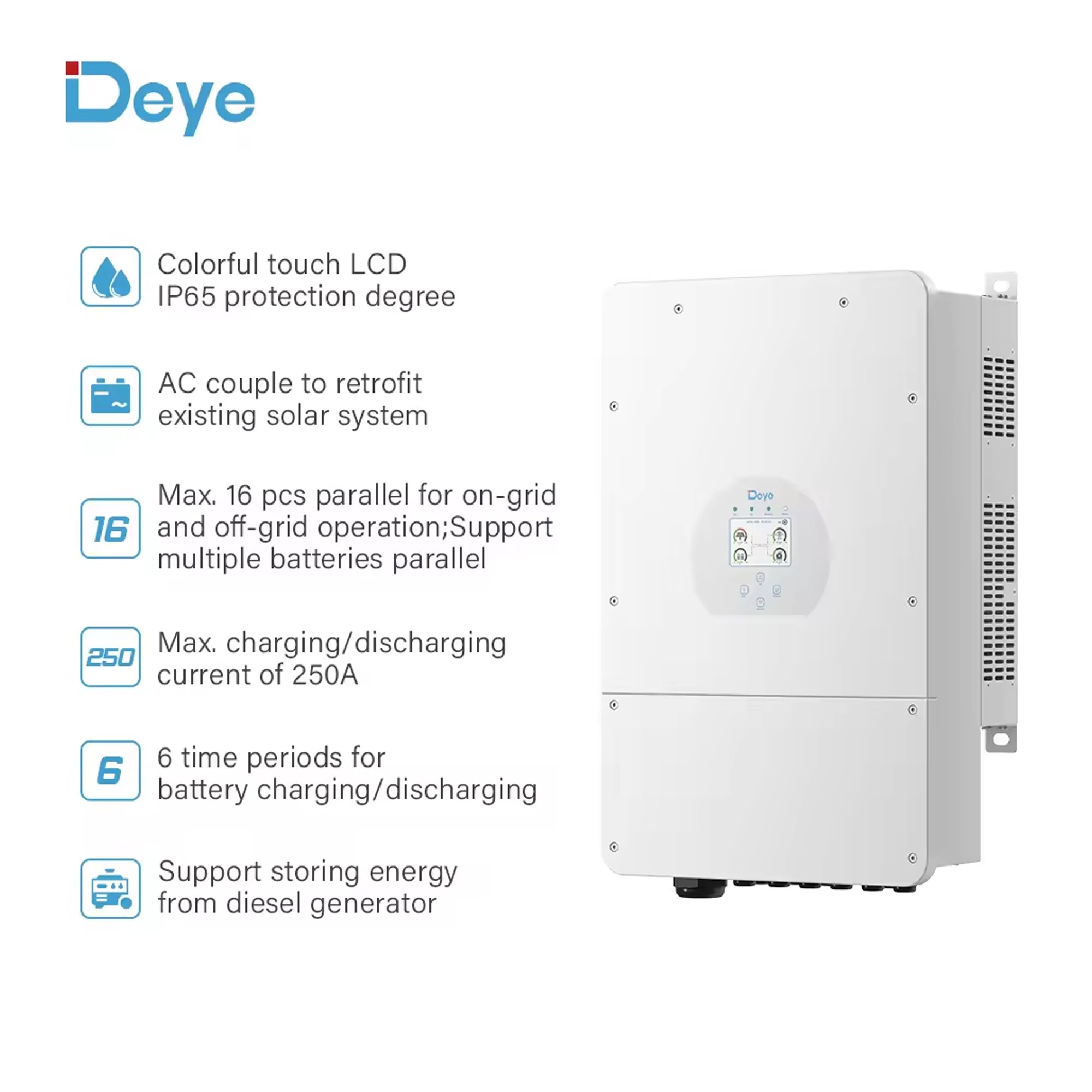 Deye 8kw inverter Single phase Hybrid SG02 LP1 Inverter EU solar inverter with LV Battery